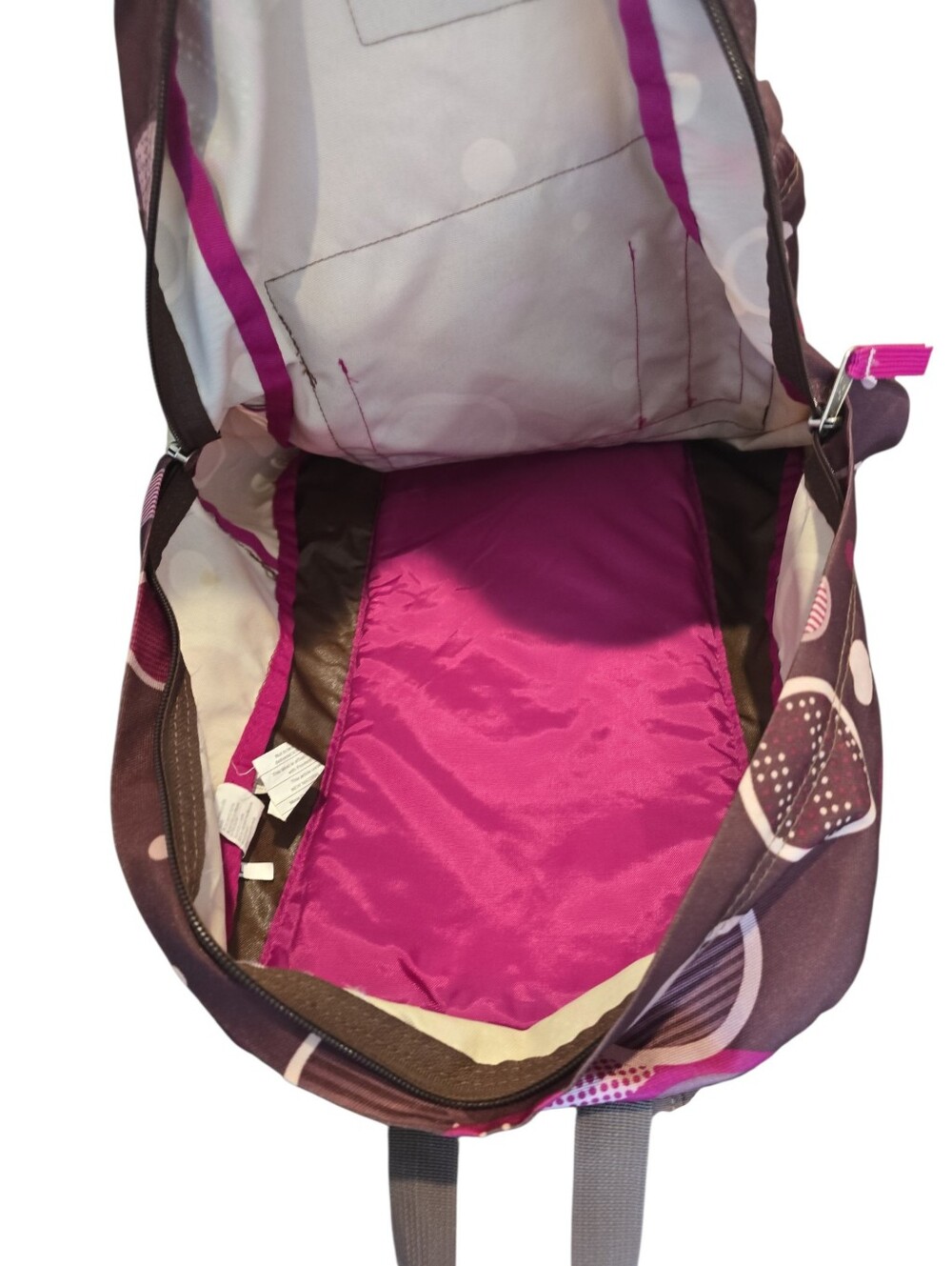 JanSport SuperBreak Backpack Brown Pink Circle Print School Book Bag Y2K Preppy - Picture 9 of 11